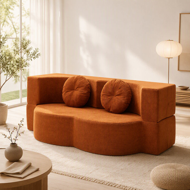 Le canapé-lit 2 en 1 pliant avec coussin se transforme facilement d'un canapé en lit simple pour des espaces de vie compacts.