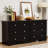 6 Drawer Double Dresser, Wide Wood Chest Of Drawers Storage Tower Storage for Living Room Bedroom-631125900