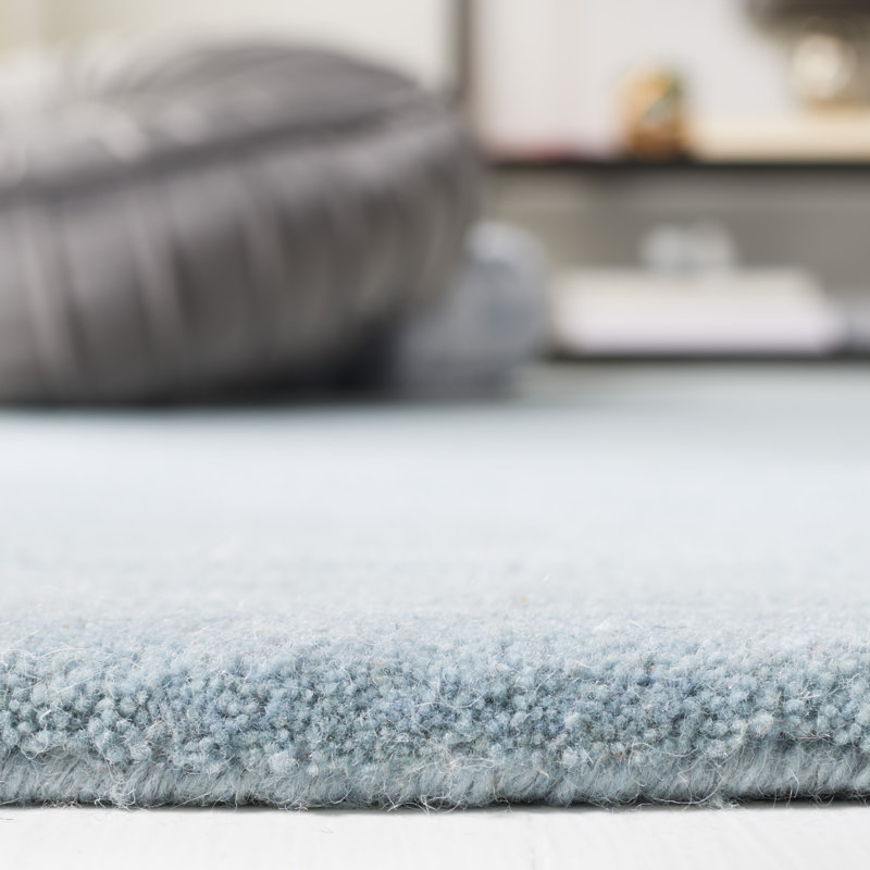 Fifth Avenue Hand Tufted Wool/Cotton Solid Color Rug in Blue, Round 5'