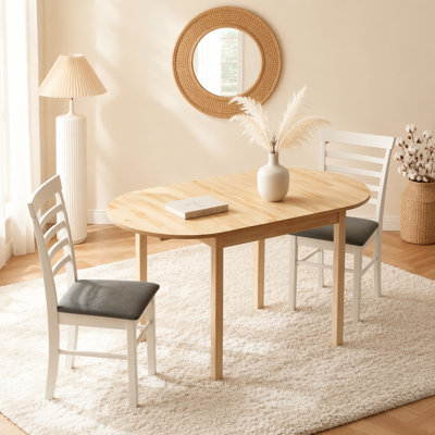 DFW Solid Wood Folding Dining Table, Drop Leaf Kichen Dining Room Desk for Small Spaces, Small Kitchen, Expandable Folding Round Table for Home, Apartment,Office