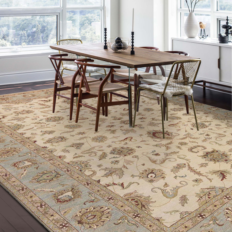 Cornwall Wool Oriental Area Rug in Beige/Gray