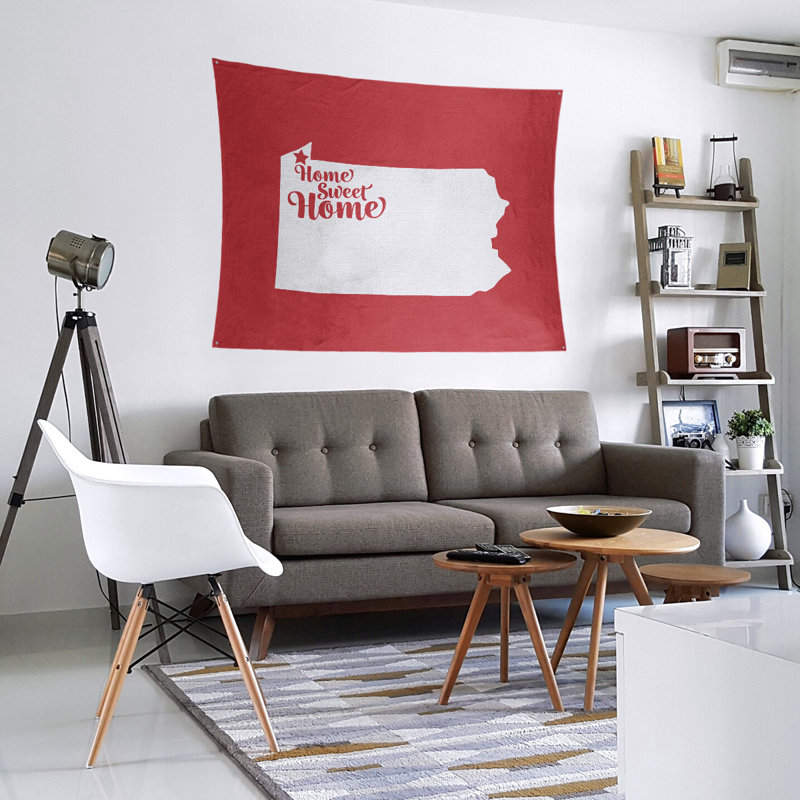 Tapisserie Home Sweet Erie, H 88 po x l 104 po, Rouge