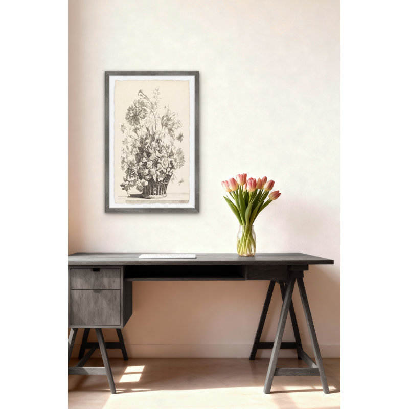 "A Basket of Spring Flowers" Framed Print, 12" H x 8" W