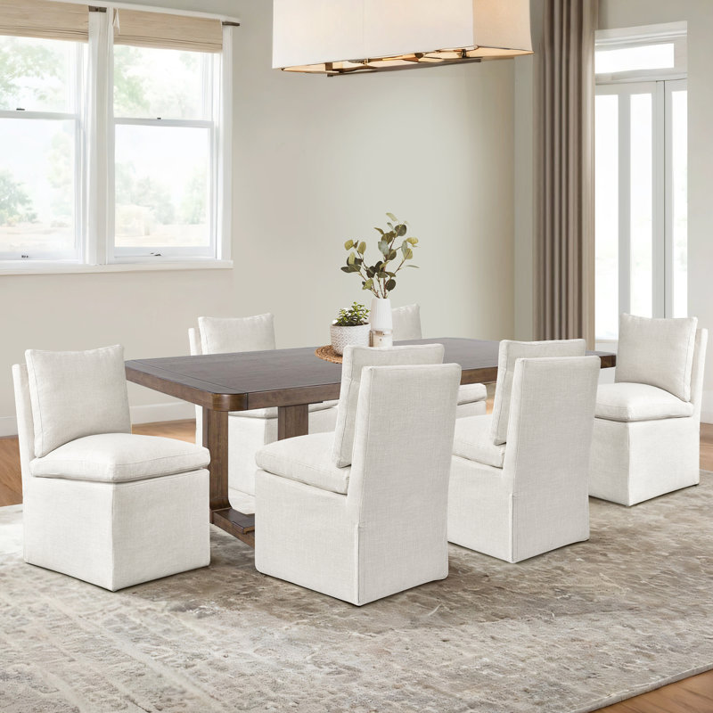 Leyanni 19" Wide Modern Minimalist Linen Down Fill Dining Side Chair