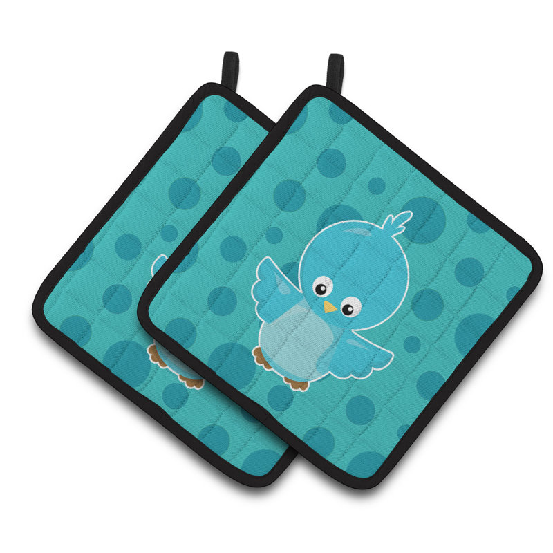 Cuisinier poignée coussin oiseau oiseau caroline, Bleu