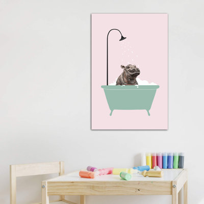 Hippopotame dans une baignoire, art encadré