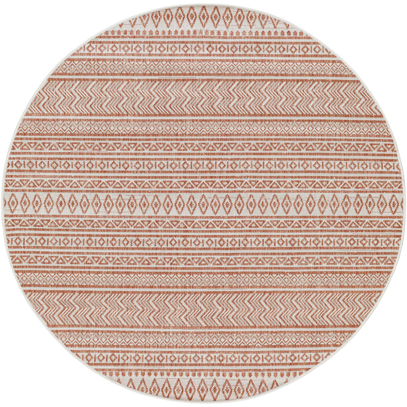 Isidro Southwestern Rug, Round 6'7", Pink/Ivory