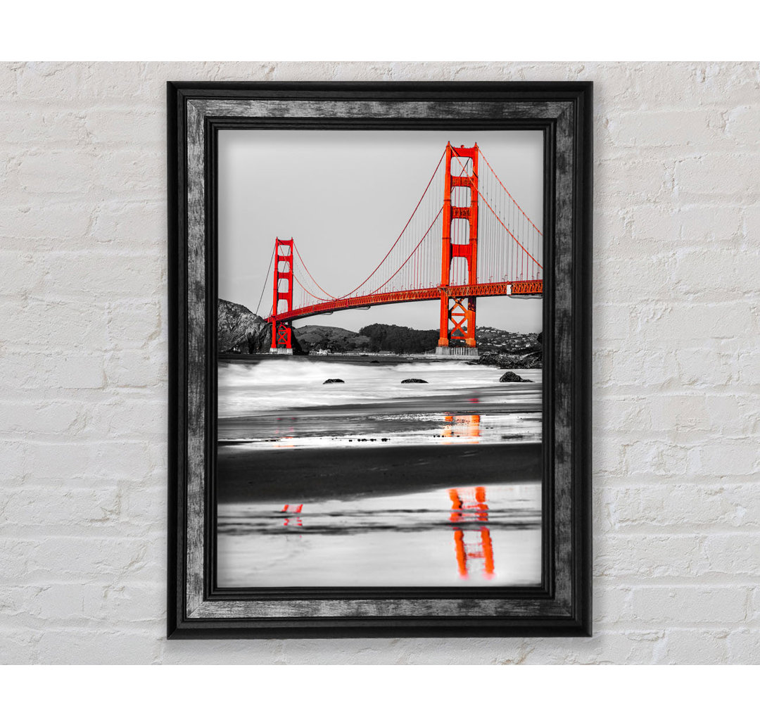 Golden Gate Bridge Red Reflections - Einzelner Bilderrahmen Kunstdrucke