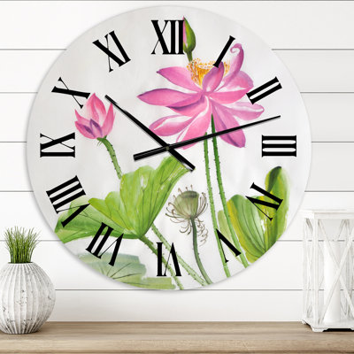Deux fleurs de lotus roses - Horloge murale traditionnelle