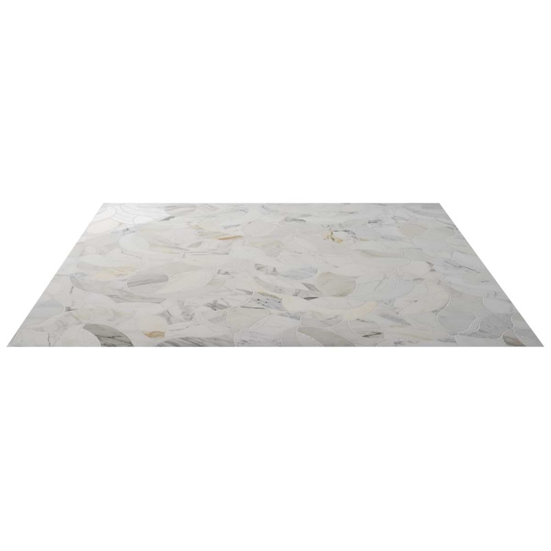 Raina Polished Waterject Marble Mosaic Tile, Calacatta Gold