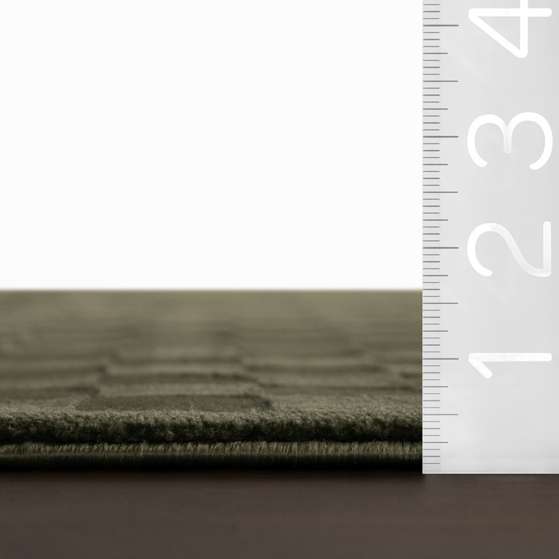  Faelora Checkered Washable Area Rug, Runner 2'9" x 8'1", Green