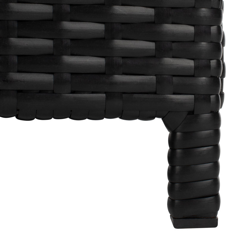 Cadeo 53.1'' Wicker Outdoor Patio Daybed, Black Frame/White Cushion