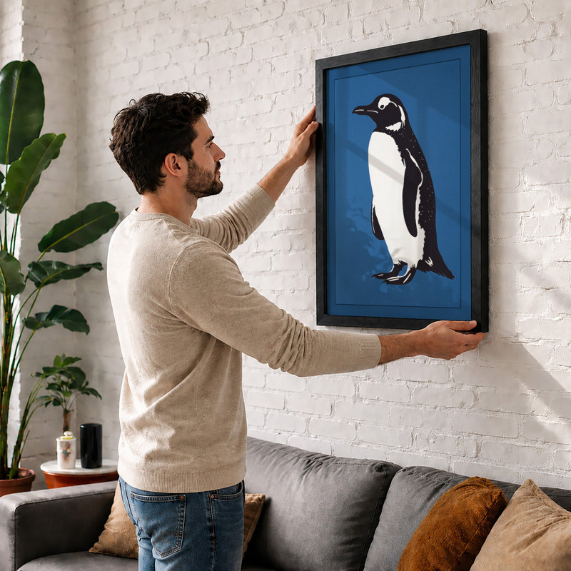 Penguin Profile Modern - Framed Print, A1 - 84.1 x 59.4 cm, White