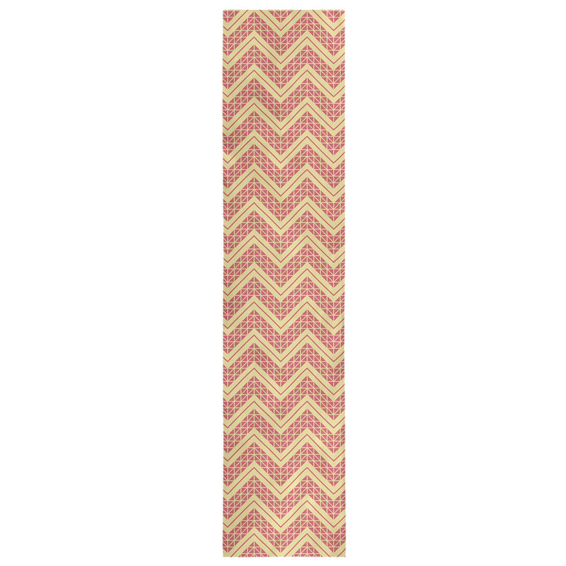 Stephenie Classic Hand Drawn Chevron Table Runner, 16" x 72", Yellow/Rose Red