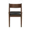 Ensemble de 2 chaises d'appoint rembourrées en cuir noir et meubles en bois au fini cerisier contemporain