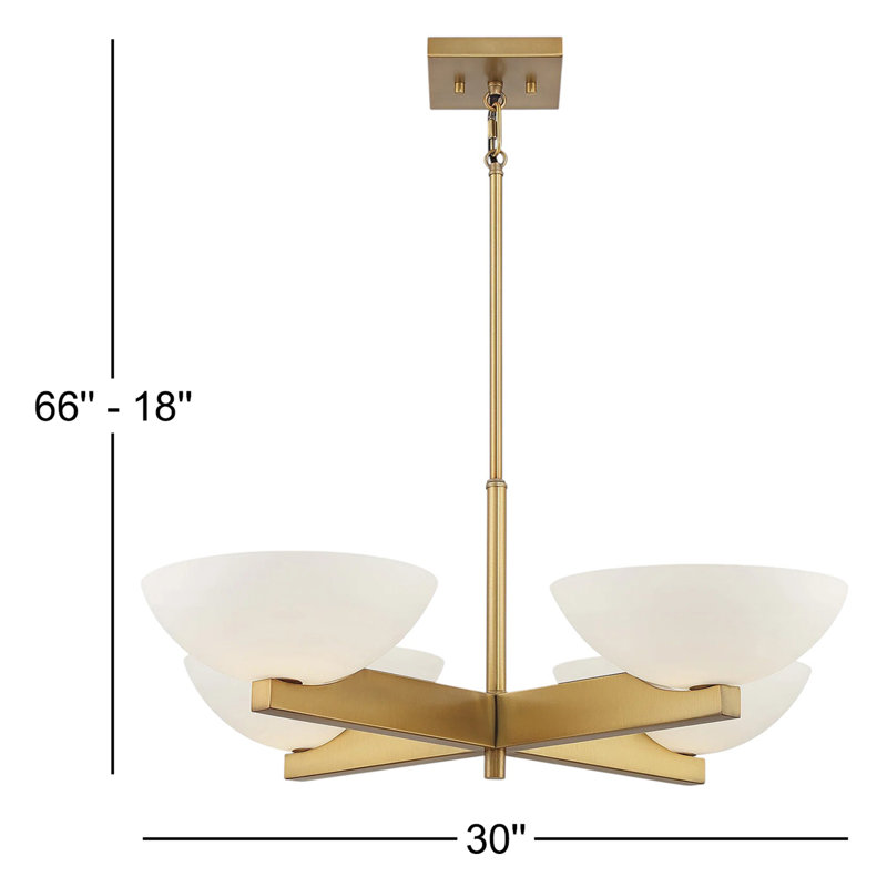 4-Light Chandelier, Laiton