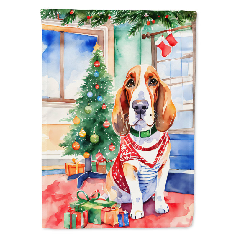 Drapeau de Noël Basset Hound, H 15,5 po x l 11,25 po