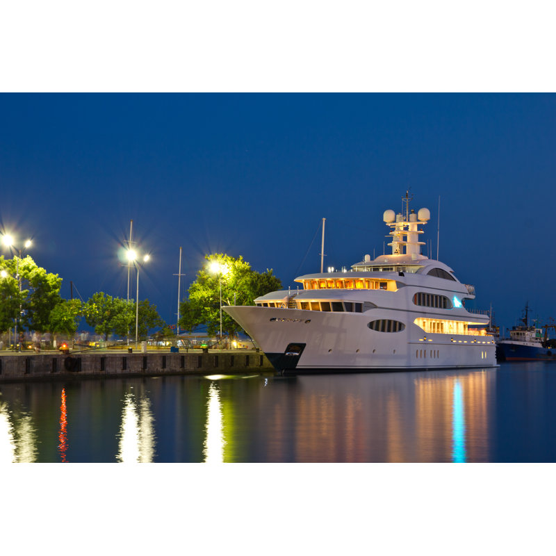 Yacht In The Port - Wrapped Canvas Print, 81cm H x 122cm W x 3.8cm D