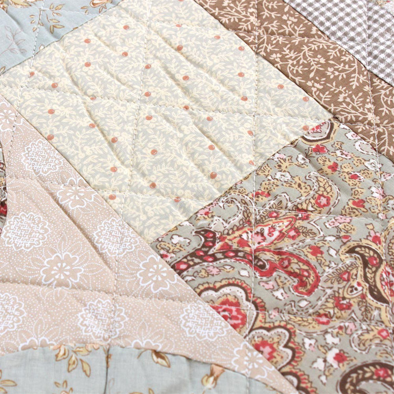 Cooke Cotton Blend, Polyester Patchwork Duvet Cover Set with Pillow Shams, Pink