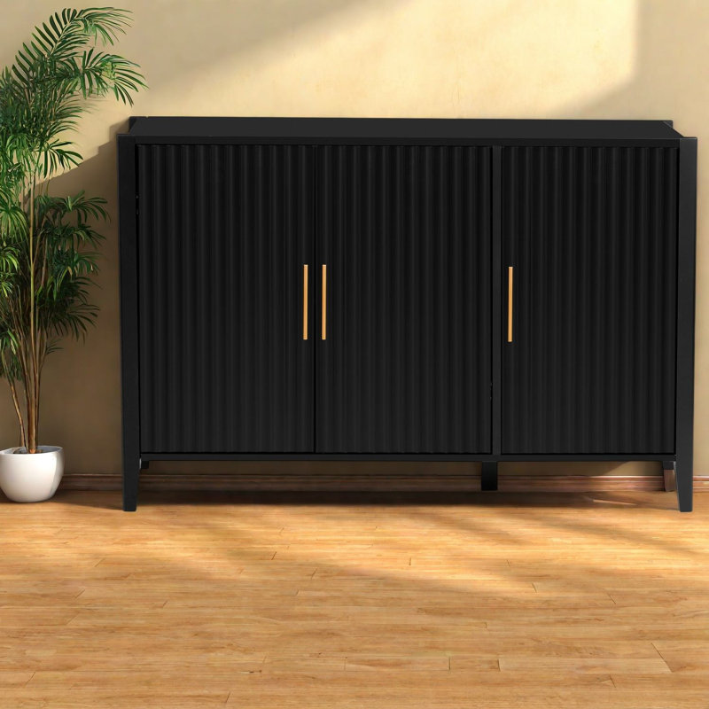 Buffets spacieux avec rangement et armoire de cuisine moderne en bois aggloméré noir