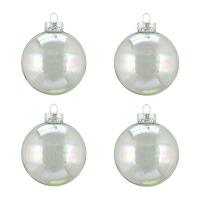 Shiny Clear Iridescent Glass Ball Christmas Ornaments 2.5" (65mm)