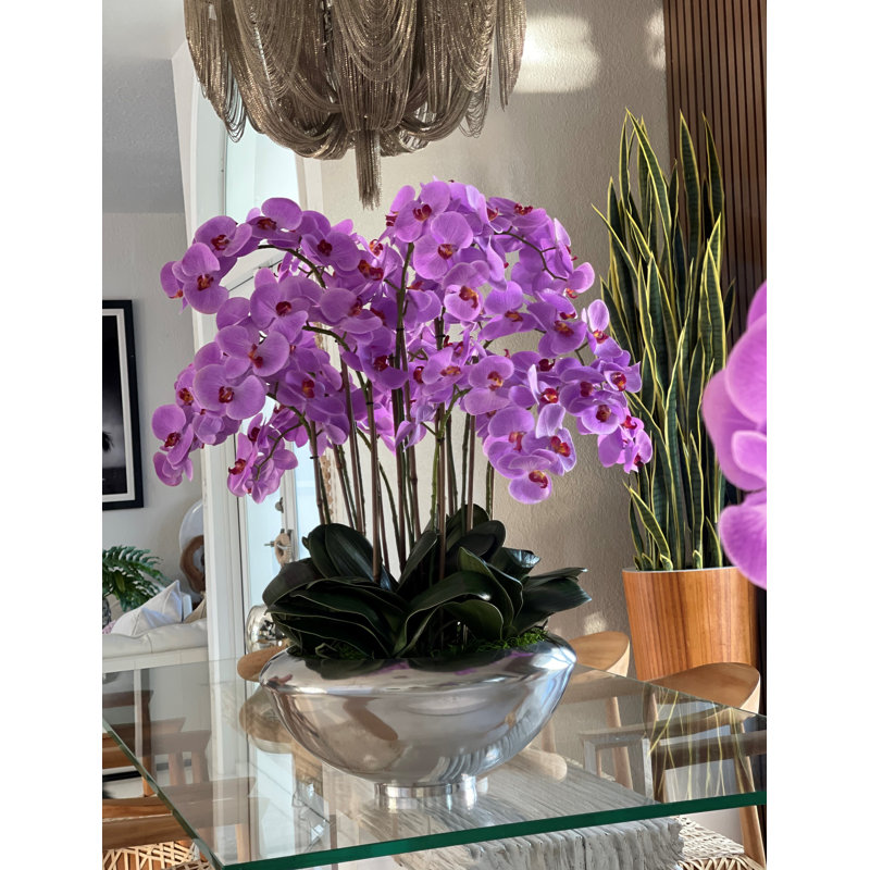 Orchid Floral Arrangement in Planter, Light Purple