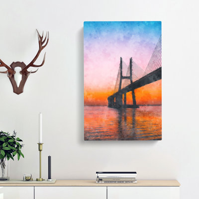 Vasco Da Gama Bridge In Portugal Abstract - Wrapped Canvas