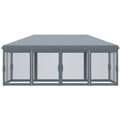 10' X 20' Heavy Duty Canopy Tent With Netting. Ideal For Outdoor, Garden, Patio Parties. Gray. Stable, Block Netting, Instant Sun Shelter Outdoor Gatherings In Patio, Spacious Design, Versatile