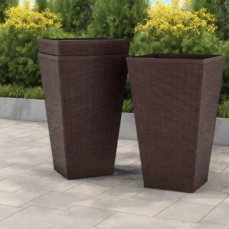 Jardinières en polypropylène durable, style rotin, pour une décoration intérieure et extérieure moderne
