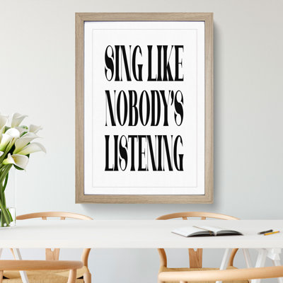 Sing - Single Picture Frame Print on Wood