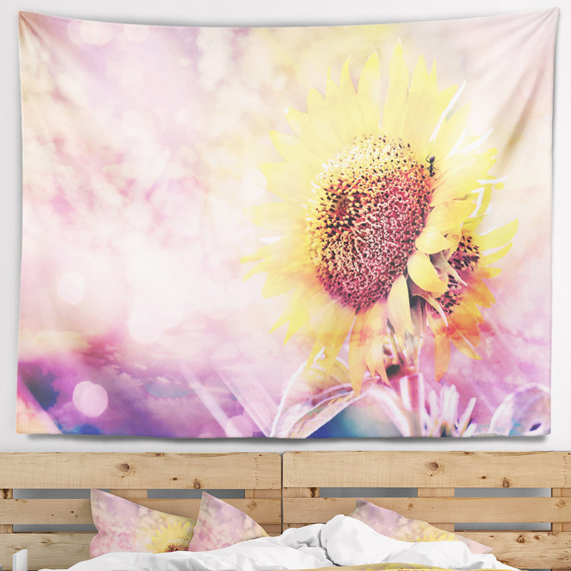 Tapisserie florale tournesol avec effet arc-en-ciel, H 32 po x l 39 po