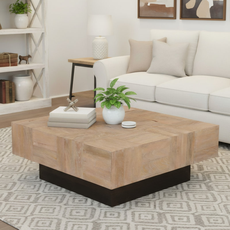 Camari Solid Wood Pedestal Coffee Table, Natural