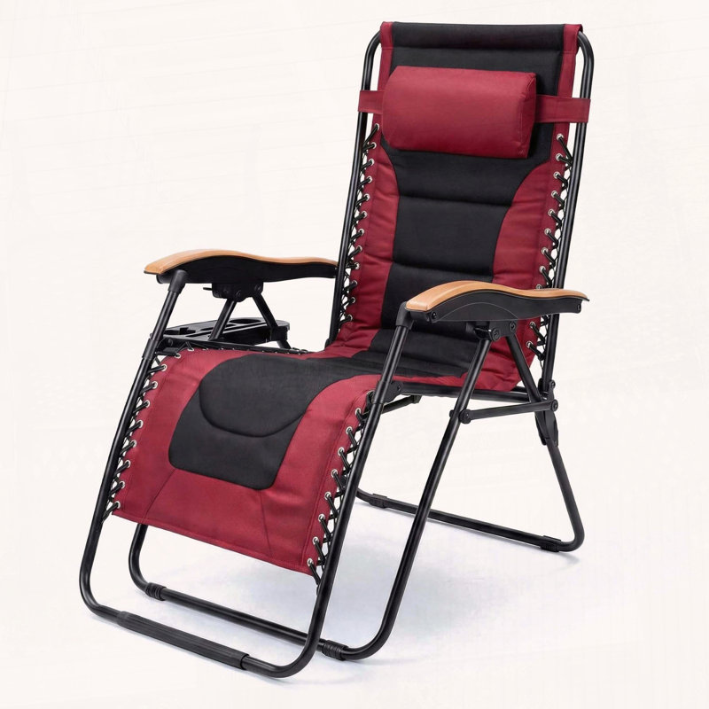 Très grand fauteuil rembourré zéro gravité avec système de verrouillage et plateau utilitaire, Noir / Rouge