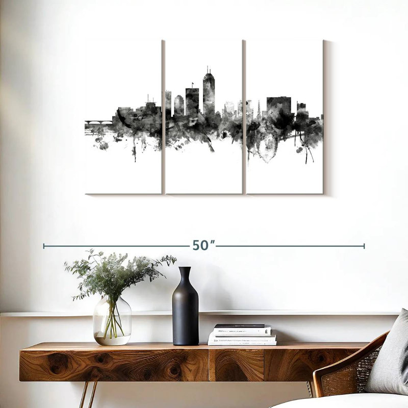 Indianapolis Indiana Skyline II, H 24 po x l 38 po