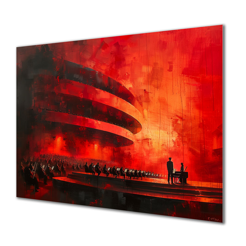 Rouge et noir, salle de concert symphonique II, art mural, Sans cadre, H 34 po x l 44 po