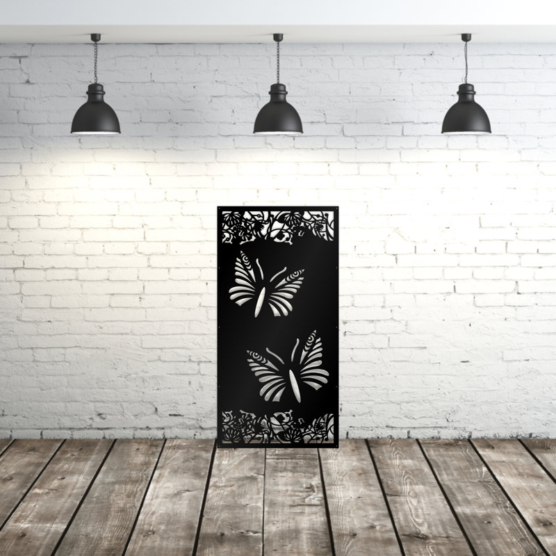 Butterfly Ornament Aluminum Laser-Cut Privacy Screen Panel  – Powder-Coated Outdoor Metal Wall Art, Decorative Garden Fence Privacy Divider
