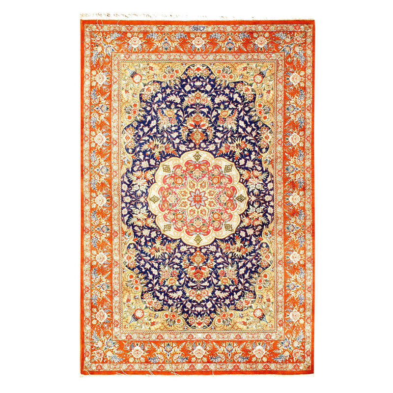 Munmun Oriental Area Rug in Navy Blue