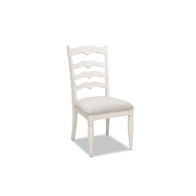 White Upholstered Ladderback Cottage Side Chair