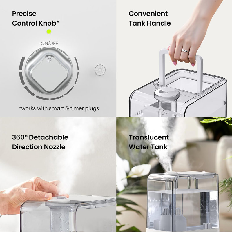 Humidificateur de chambre à coucher 6,5 L, Blanc