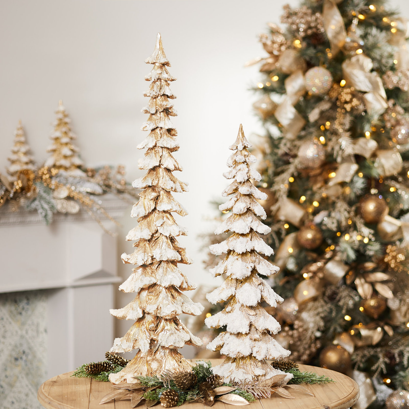 Resin Tabletop Christmas Tree, Gold, 25.75" H x 9" W x 7" D