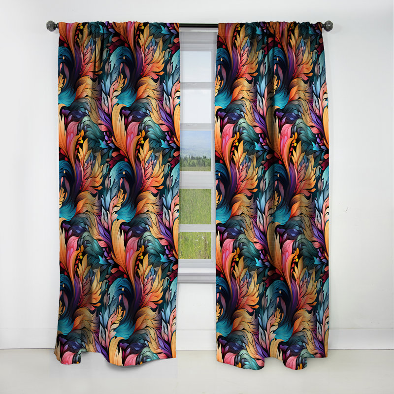 Artistic Boho Blend Boho Pattern III - Floral Curtain - Blackout Floral Curtain - 1 Panels, 52" W x 90" L
