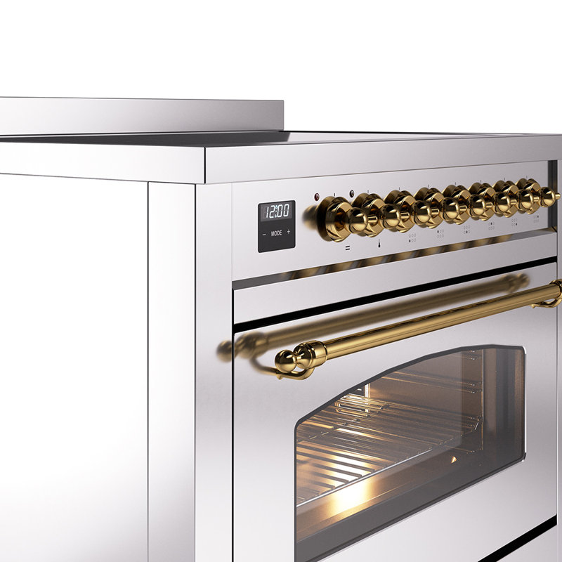ILVE Nostalgie II 36 in Induction Range, Stainless Steel/Brass