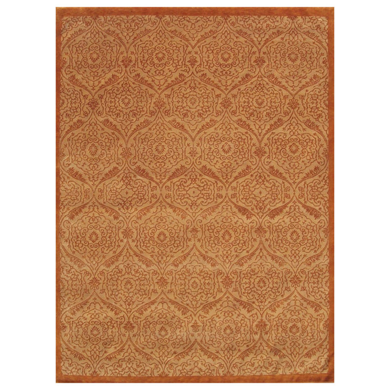 Tapis noué la beige 9 pi x 12 pi en laine à la main one-of-kind Wilton
