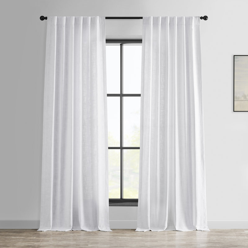 Clem Heavy Faux Linen Light Filtering Curtains For Bedroom & Living Room Curtains - Single Panel Drapes, 50" W x 120" L