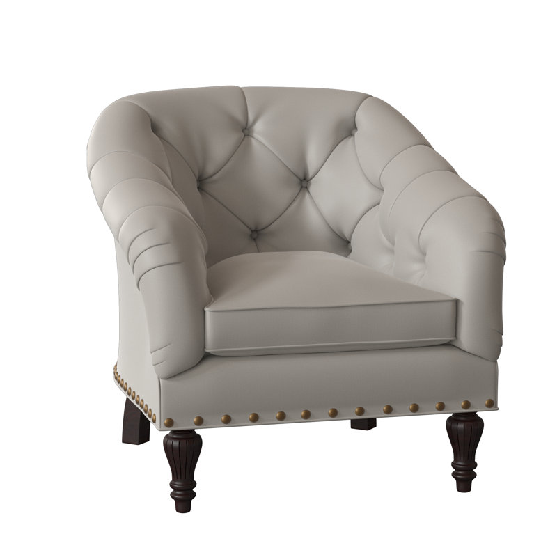 Siena Barrel Chair, August Gray, Black Walnut, French Natural