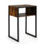 Table d'appoint industrielle avec structure en acier et rangement ouvert