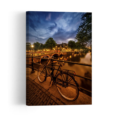 «Amsterdam Night Vélo Peaceful Romantic Serene Architecture City», reproduction d'art murale