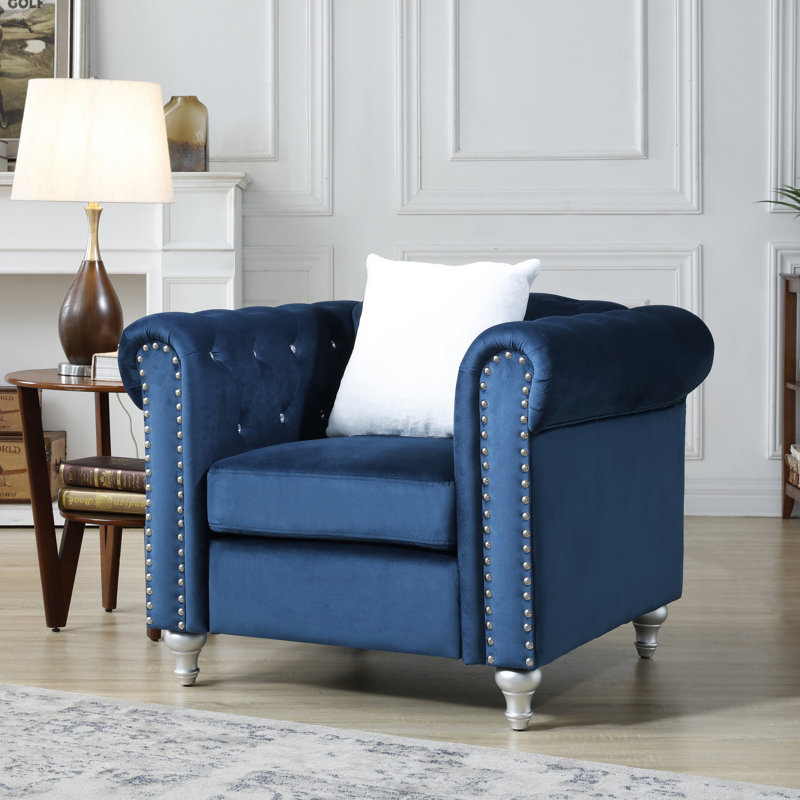 Glory Furniture Raisa Velvet Accent Chair, Navy Blue