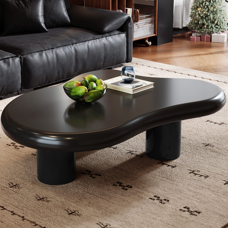 Modern Black Cloud  46" Coffee Table With 3 Legs For Living Room,Bedroom, Black