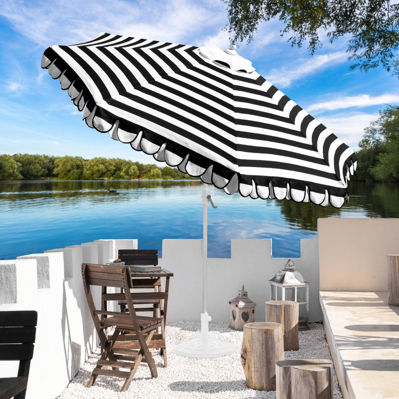 Parasol Adahir 108 avec contrepoids inclus, Noir / blanc, Blanc